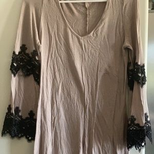 Adrienne bell sleeve short flowy dress.